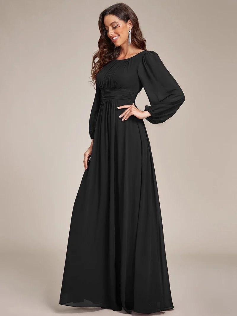 ever CELESTE|Robe demoiselle d'honneur en mousseline à taille haute Manches bouffantes