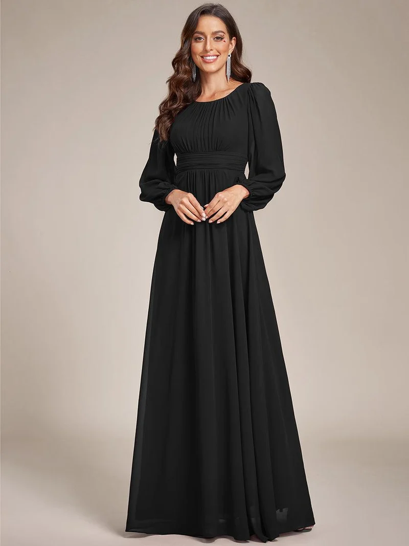 ever CELESTE|Robe demoiselle d'honneur en mousseline à taille haute Manches bouffantes