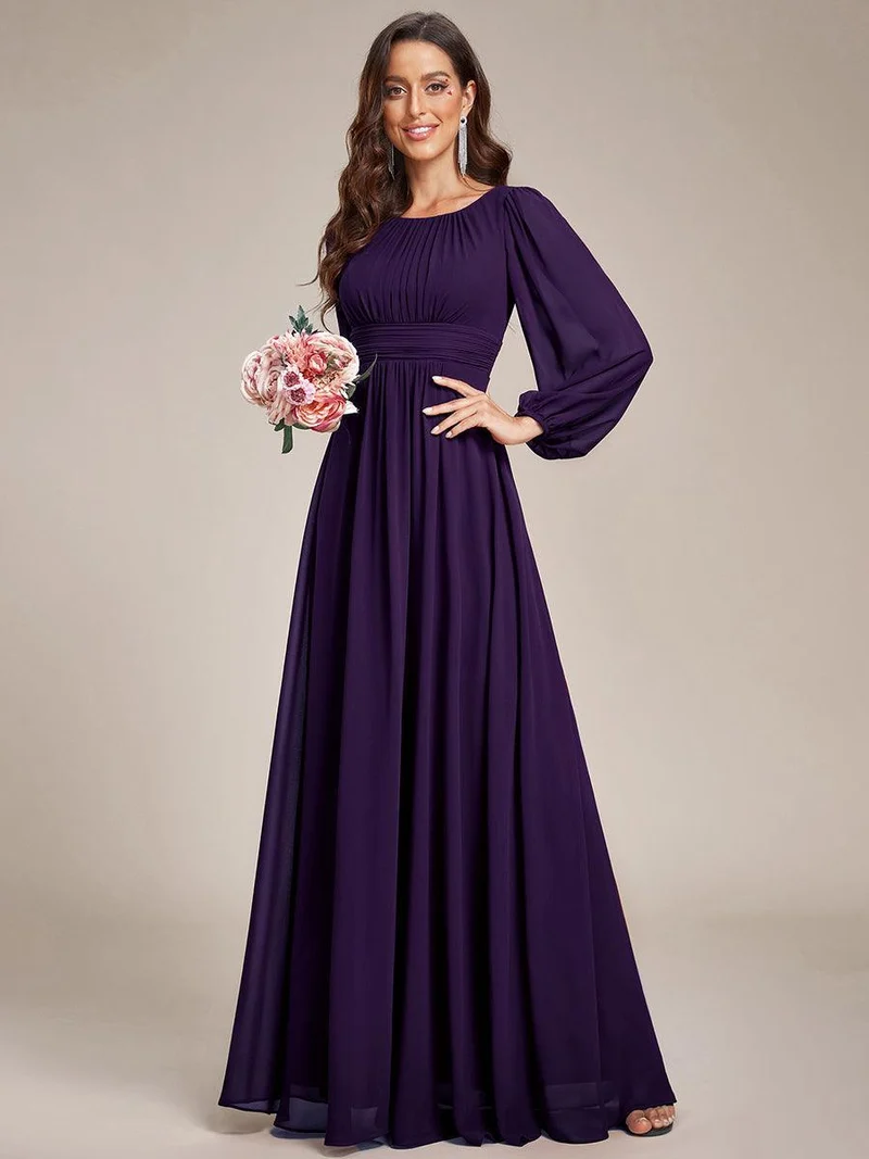 ever CELESTE|Robe demoiselle d'honneur en mousseline à taille haute Manches bouffantes
