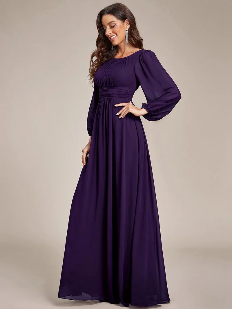 ever CELESTE|Robe demoiselle d'honneur en mousseline à taille haute Manches bouffantes