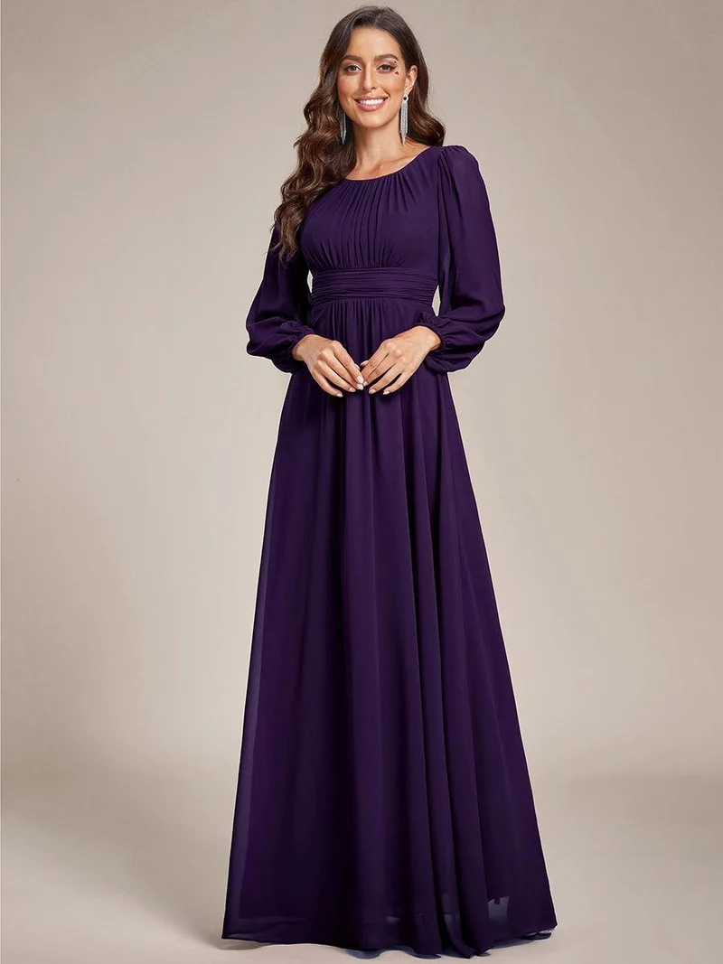 ever CELESTE|Robe demoiselle d'honneur en mousseline à taille haute Manches bouffantes