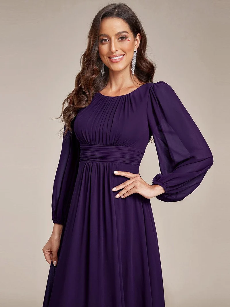 ever CELESTE|Robe demoiselle d'honneur en mousseline à taille haute Manches bouffantes