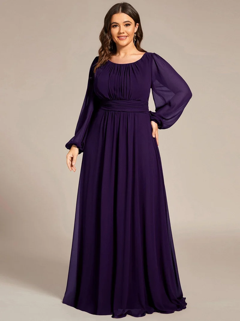 ever CELESTE|Robe demoiselle d'honneur en mousseline à taille haute Manches bouffantes