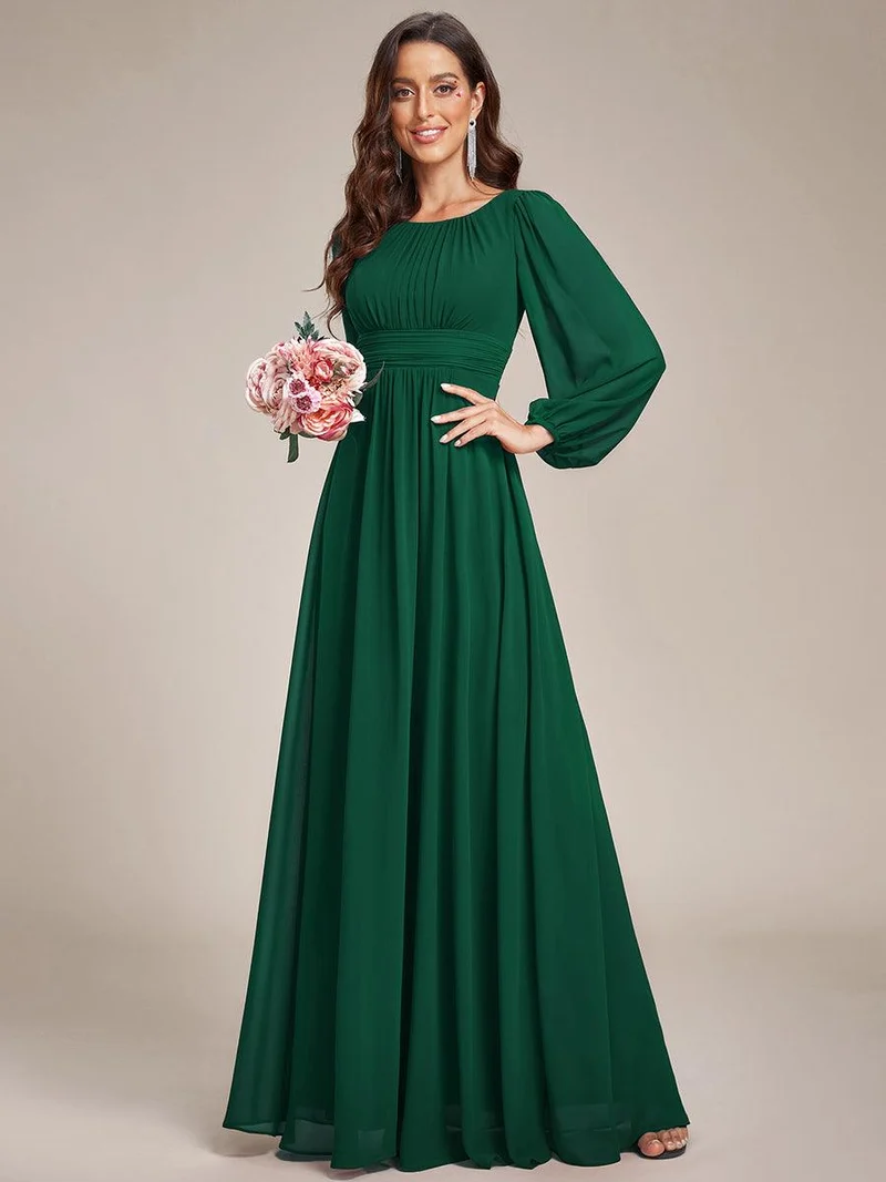 ever CELESTE|Robe demoiselle d'honneur en mousseline à taille haute Manches bouffantes