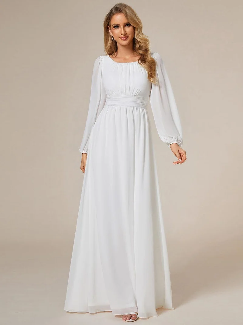 ever CELESTE|Robe demoiselle d'honneur en mousseline à taille haute Manches bouffantes