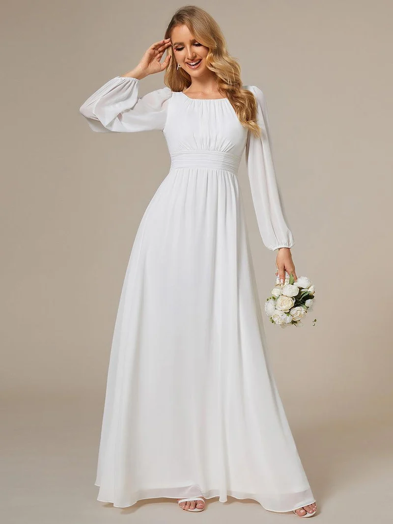 ever CELESTE|Robe demoiselle d'honneur en mousseline à taille haute Manches bouffantes