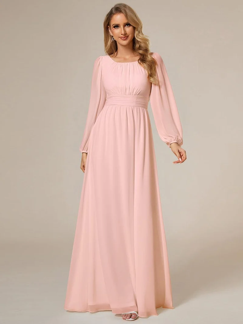 ever CELESTE|Robe demoiselle d'honneur en mousseline à taille haute Manches bouffantes