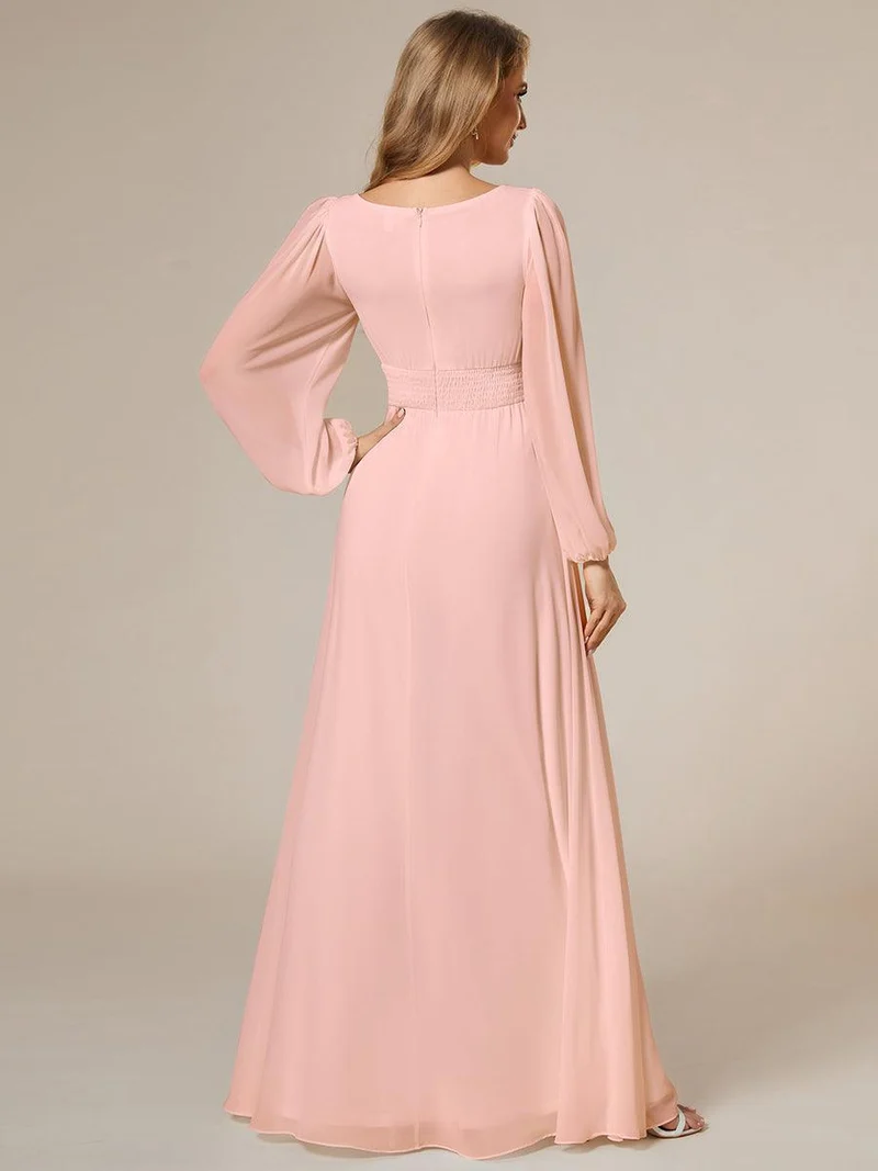 ever CELESTE|Robe demoiselle d'honneur en mousseline à taille haute Manches bouffantes