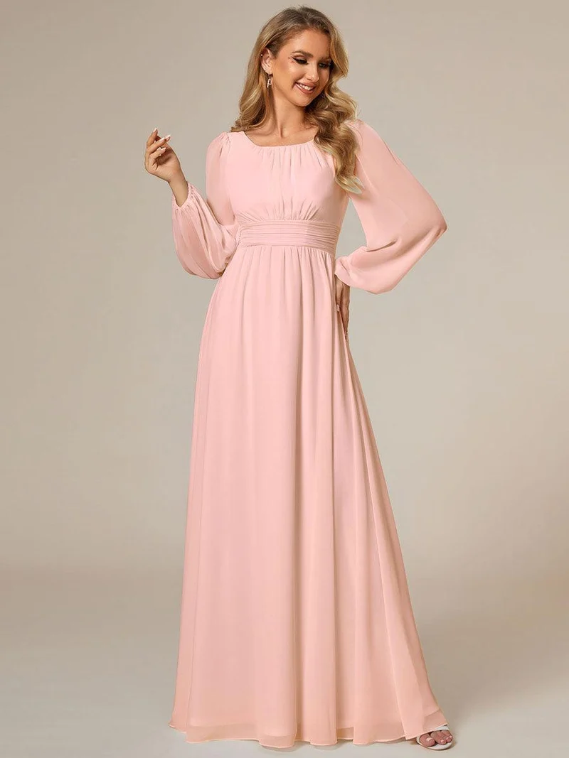 ever CELESTE|Robe demoiselle d'honneur en mousseline à taille haute Manches bouffantes