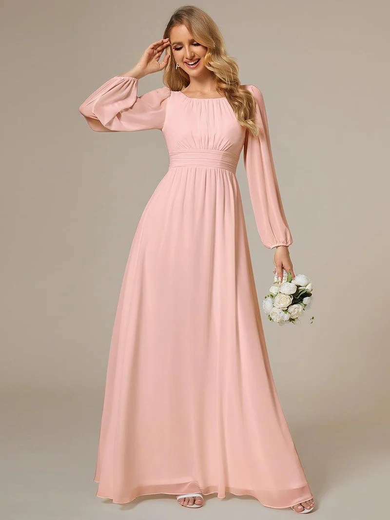 ever CELESTE|Robe demoiselle d'honneur en mousseline à taille haute Manches bouffantes