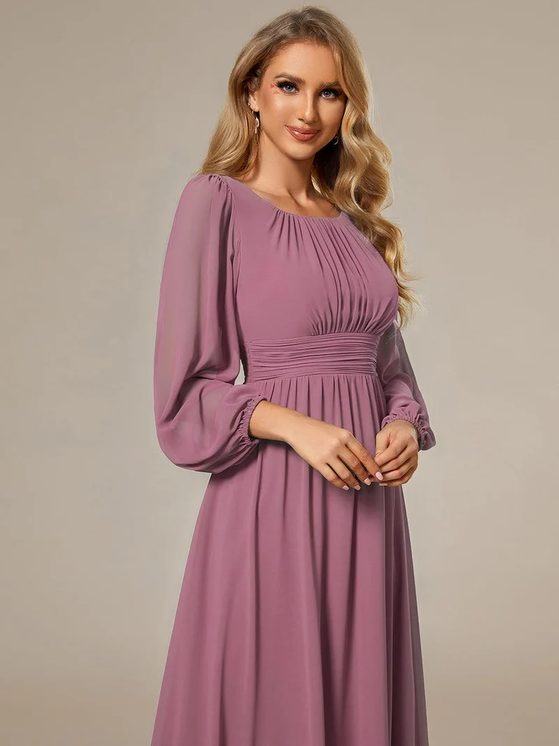 ever CELESTE|Robe demoiselle d'honneur en mousseline à taille haute Manches bouffantes