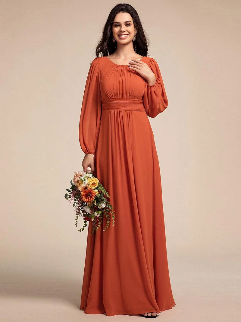 ever CELESTE|Robe demoiselle d'honneur en mousseline à taille haute Manches bouffantes