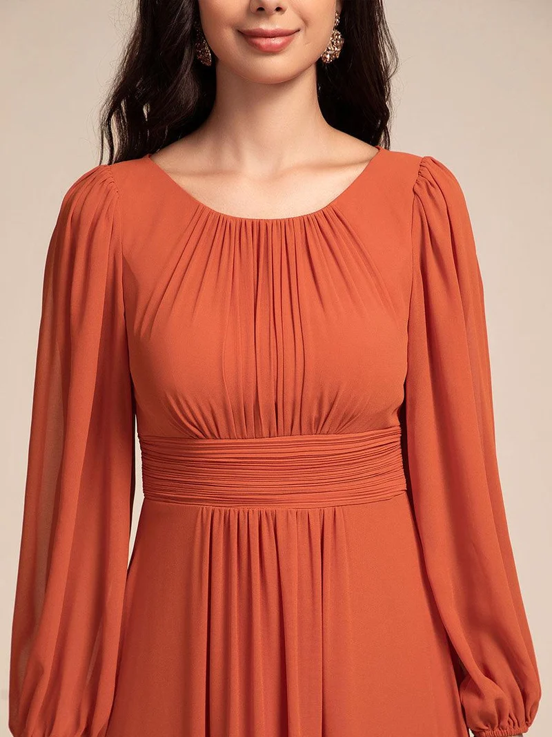 ever CELESTE|Robe demoiselle d'honneur en mousseline à taille haute Manches bouffantes