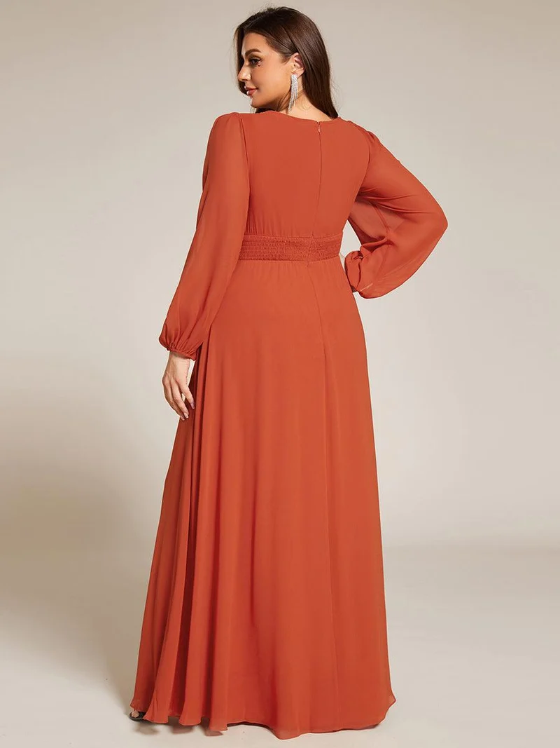 ever CELESTE|Robe demoiselle d'honneur en mousseline à taille haute Manches bouffantes
