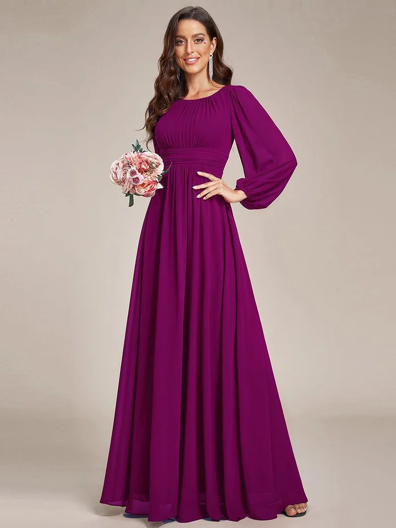 ever CELESTE|Robe demoiselle d'honneur en mousseline à taille haute Manches bouffantes