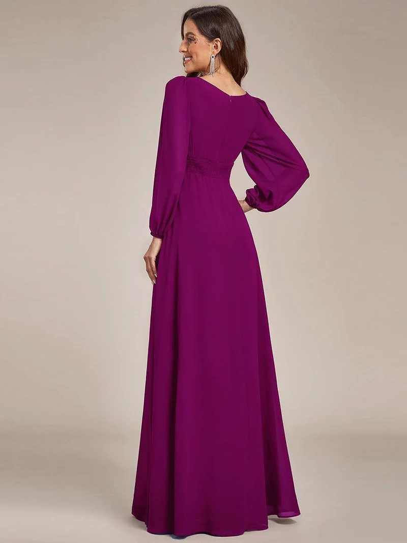 ever CELESTE|Robe demoiselle d'honneur en mousseline à taille haute Manches bouffantes