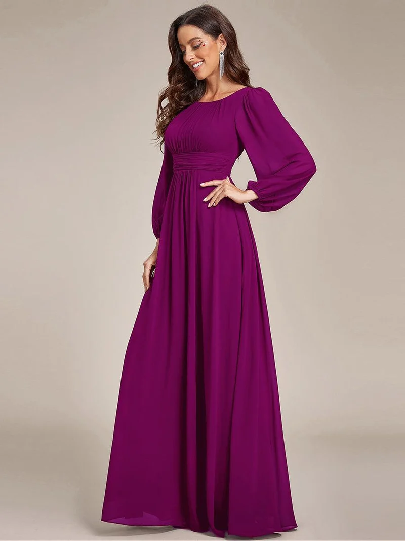 ever CELESTE|Robe demoiselle d'honneur en mousseline à taille haute Manches bouffantes
