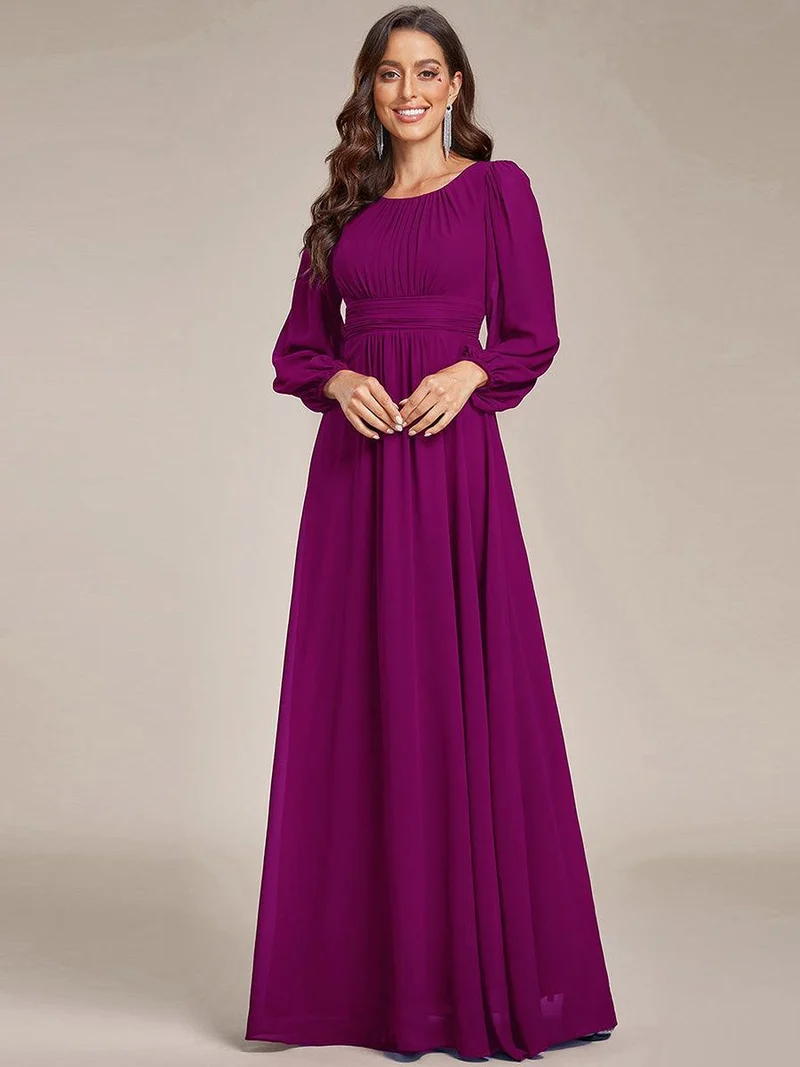 ever CELESTE|Robe demoiselle d'honneur en mousseline à taille haute Manches bouffantes