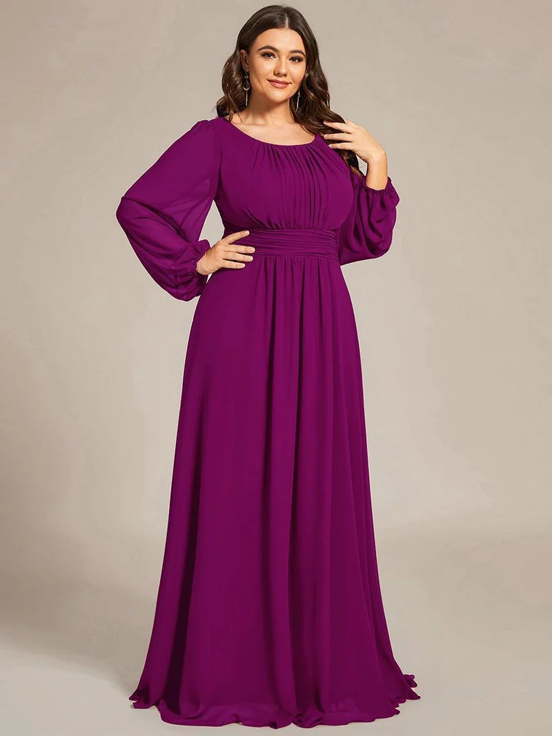 ever CELESTE|Robe demoiselle d'honneur en mousseline à taille haute Manches bouffantes