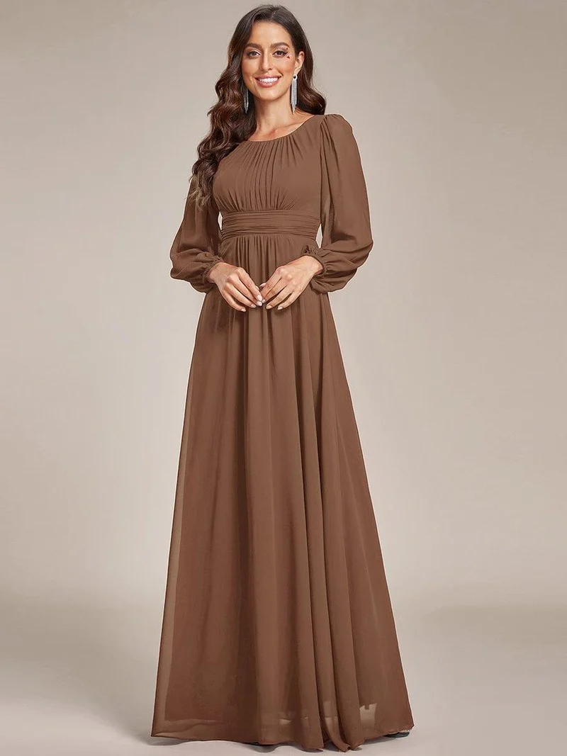 ever CELESTE|Robe demoiselle d'honneur en mousseline à taille haute Manches bouffantes