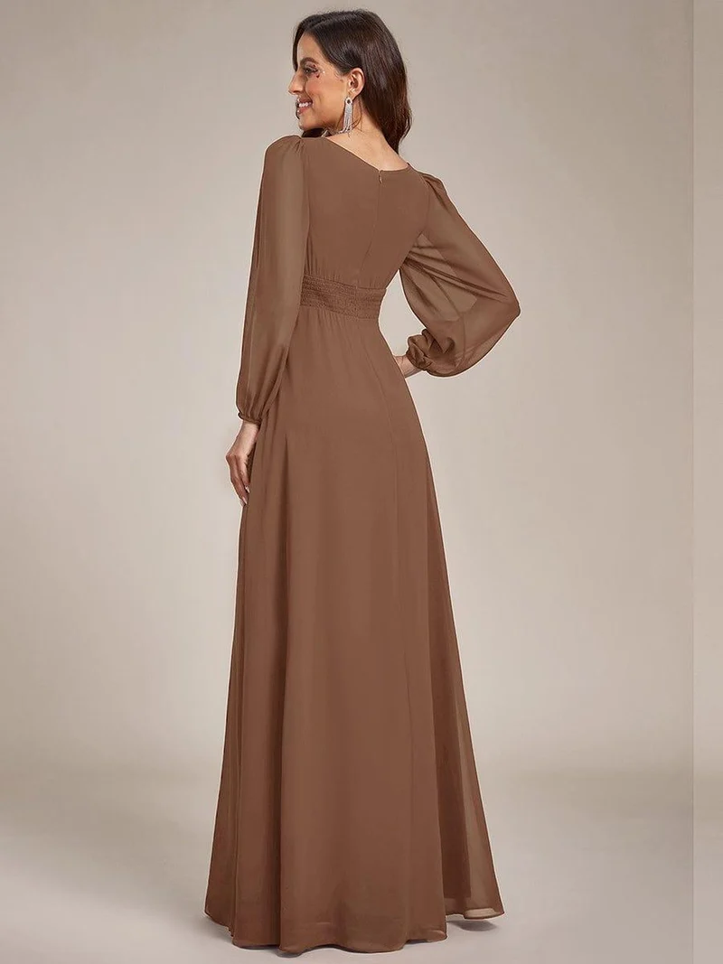 ever CELESTE|Robe demoiselle d'honneur en mousseline à taille haute Manches bouffantes
