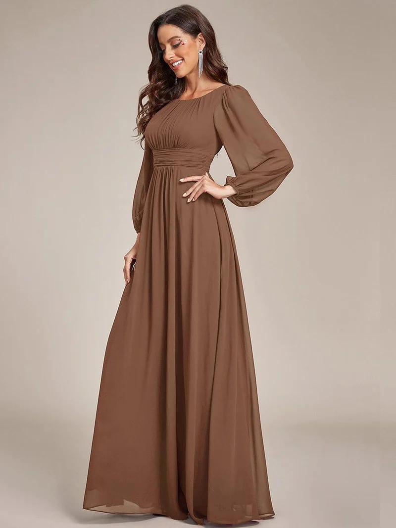 ever CELESTE|Robe demoiselle d'honneur en mousseline à taille haute Manches bouffantes