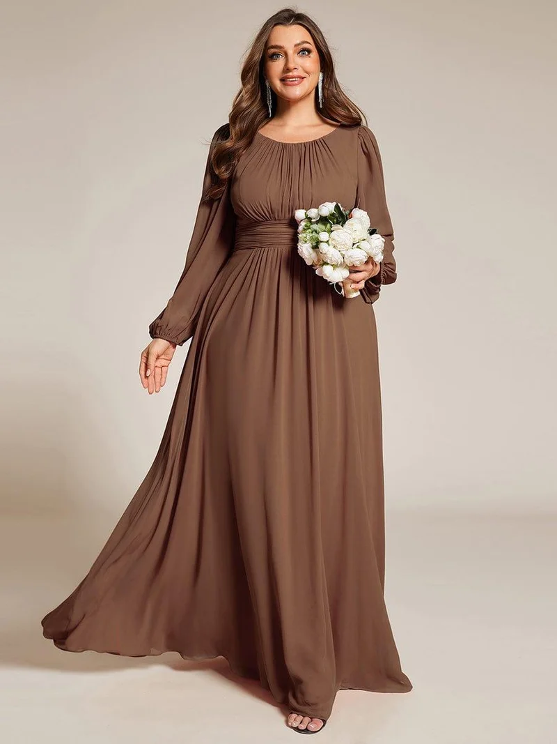 ever CELESTE|Robe demoiselle d'honneur en mousseline à taille haute Manches bouffantes