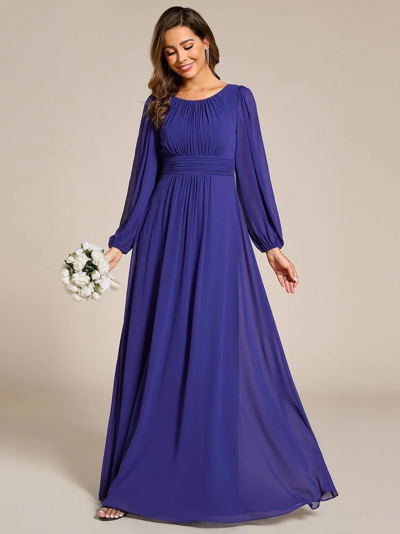 ever CELESTE|Robe demoiselle d'honneur en mousseline à taille haute Manches bouffantes