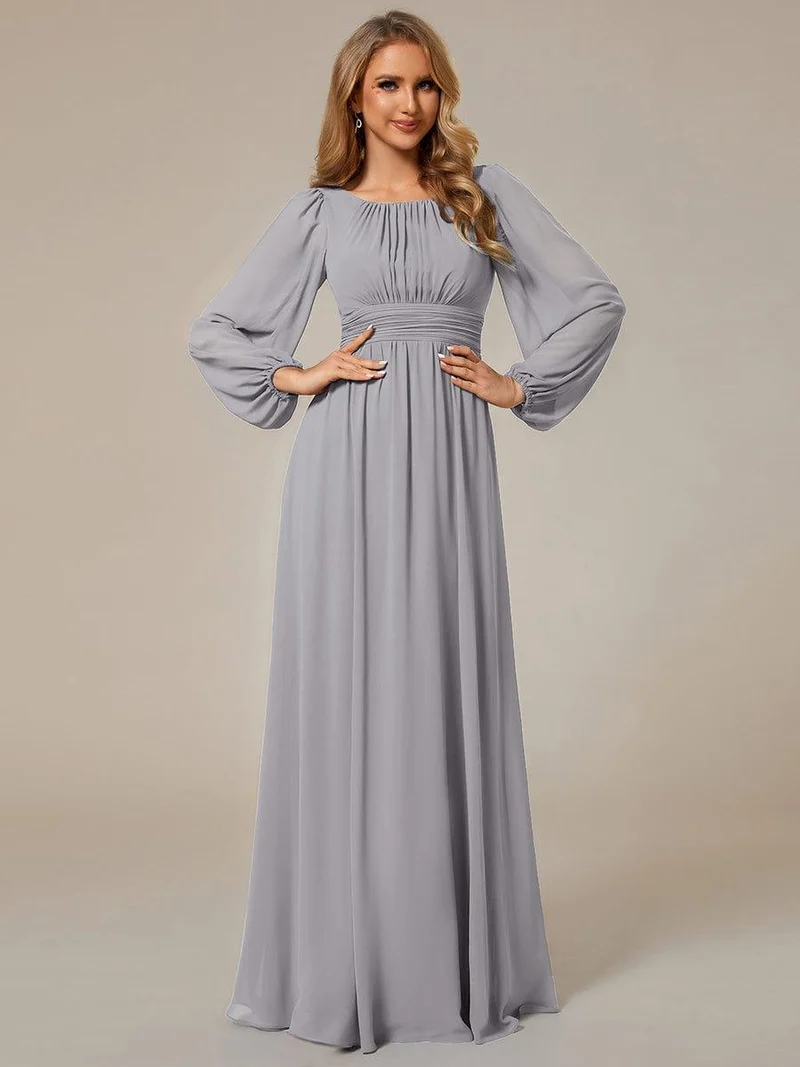 ever CELESTE|Robe demoiselle d'honneur en mousseline à taille haute Manches bouffantes