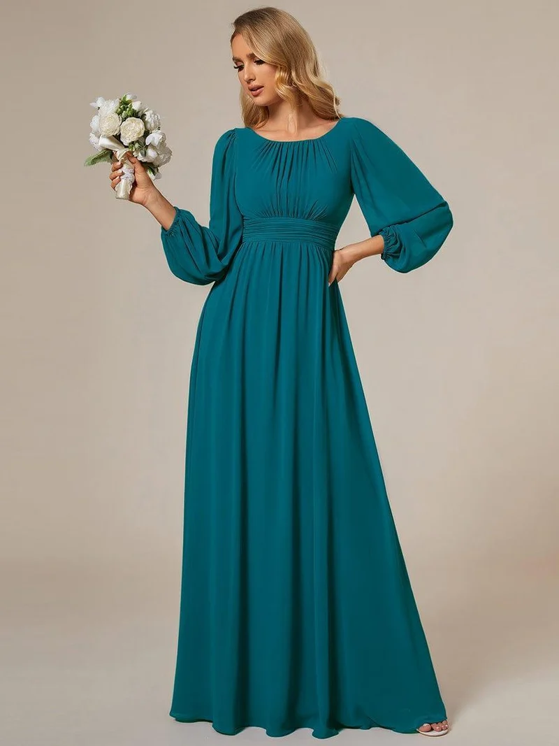 ever CELESTE|Robe demoiselle d'honneur en mousseline à taille haute Manches bouffantes