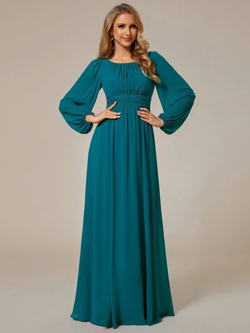 ever CELESTE|Robe demoiselle d'honneur en mousseline à taille haute Manches bouffantes
