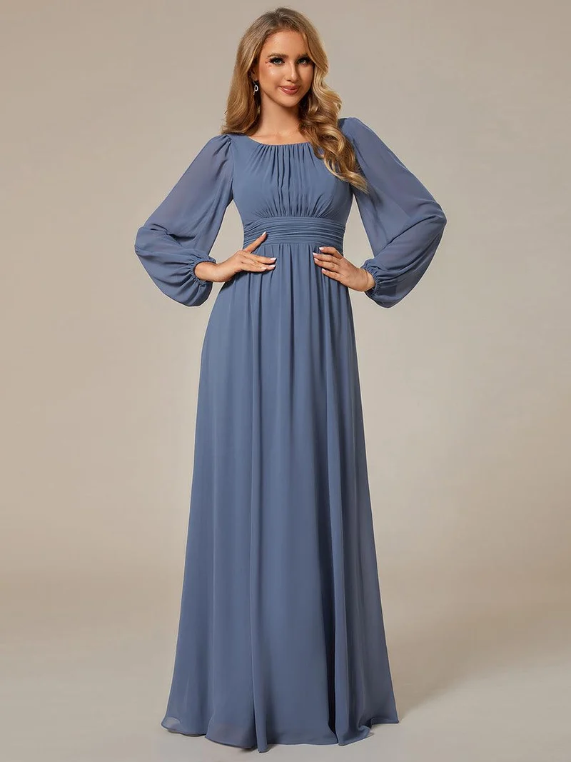 ever CELESTE|Robe demoiselle d'honneur en mousseline à taille haute Manches bouffantes