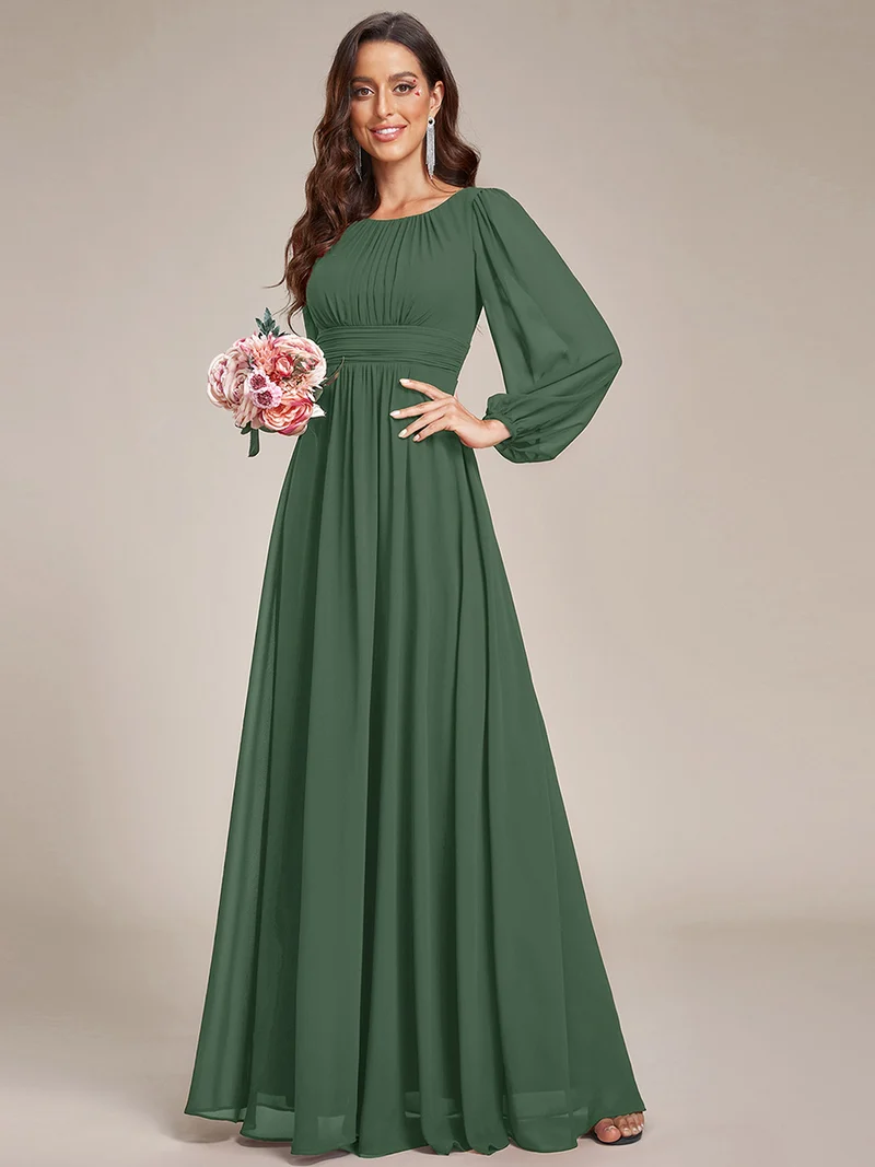 ever CELESTE|Robe demoiselle d'honneur en mousseline à taille haute Manches bouffantes
