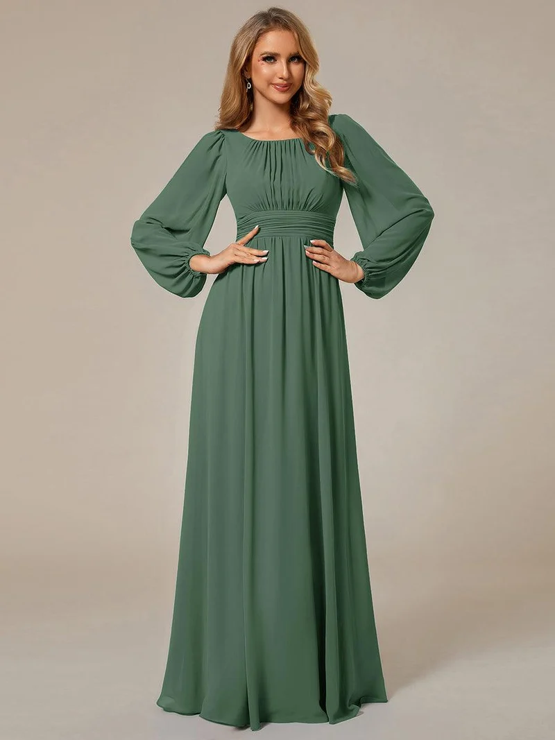ever CELESTE|Robe demoiselle d'honneur en mousseline à taille haute Manches bouffantes