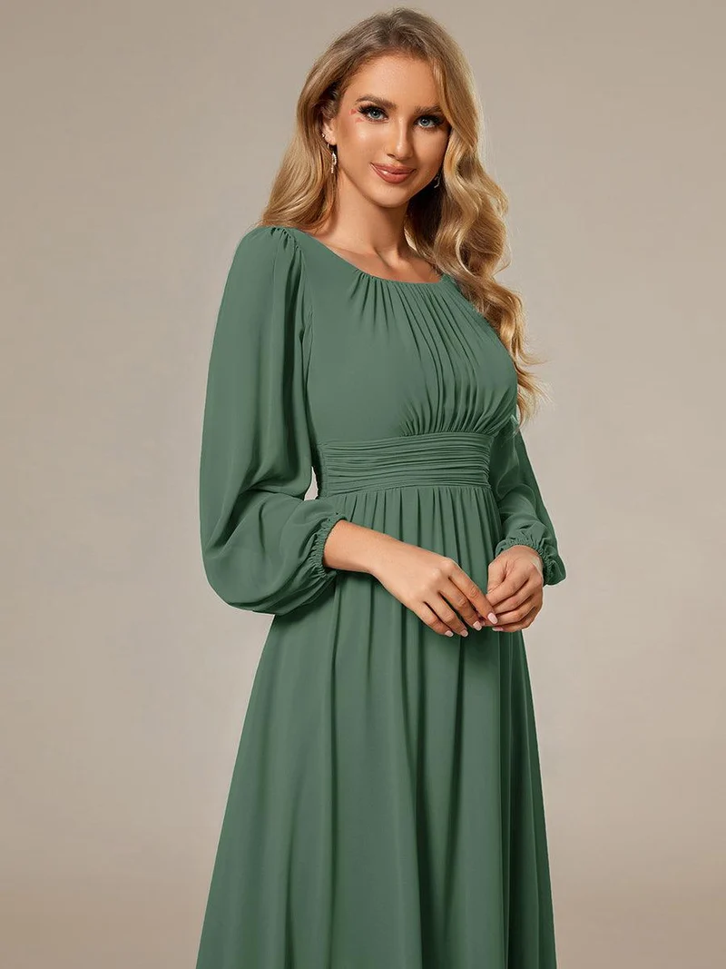 ever CELESTE|Robe demoiselle d'honneur en mousseline à taille haute Manches bouffantes