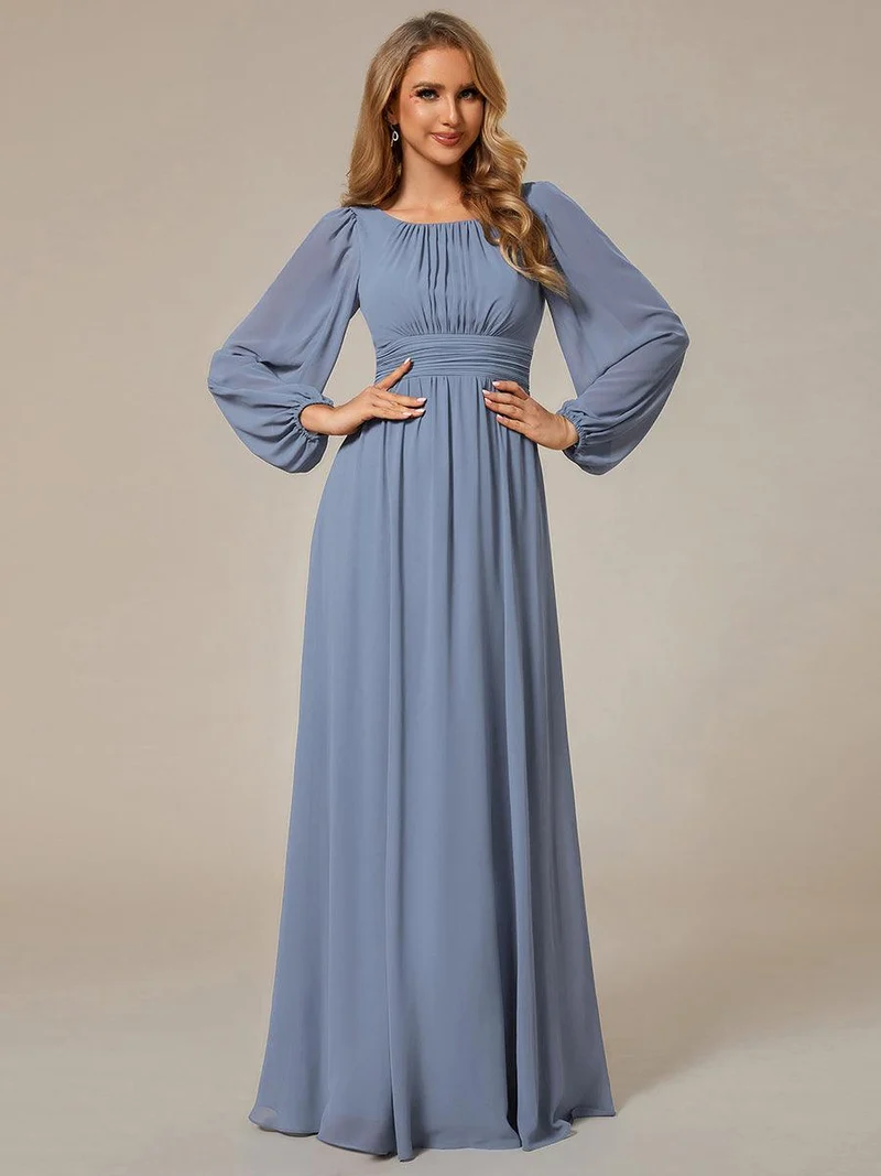 ever CELESTE|Robe demoiselle d'honneur en mousseline à taille haute Manches bouffantes