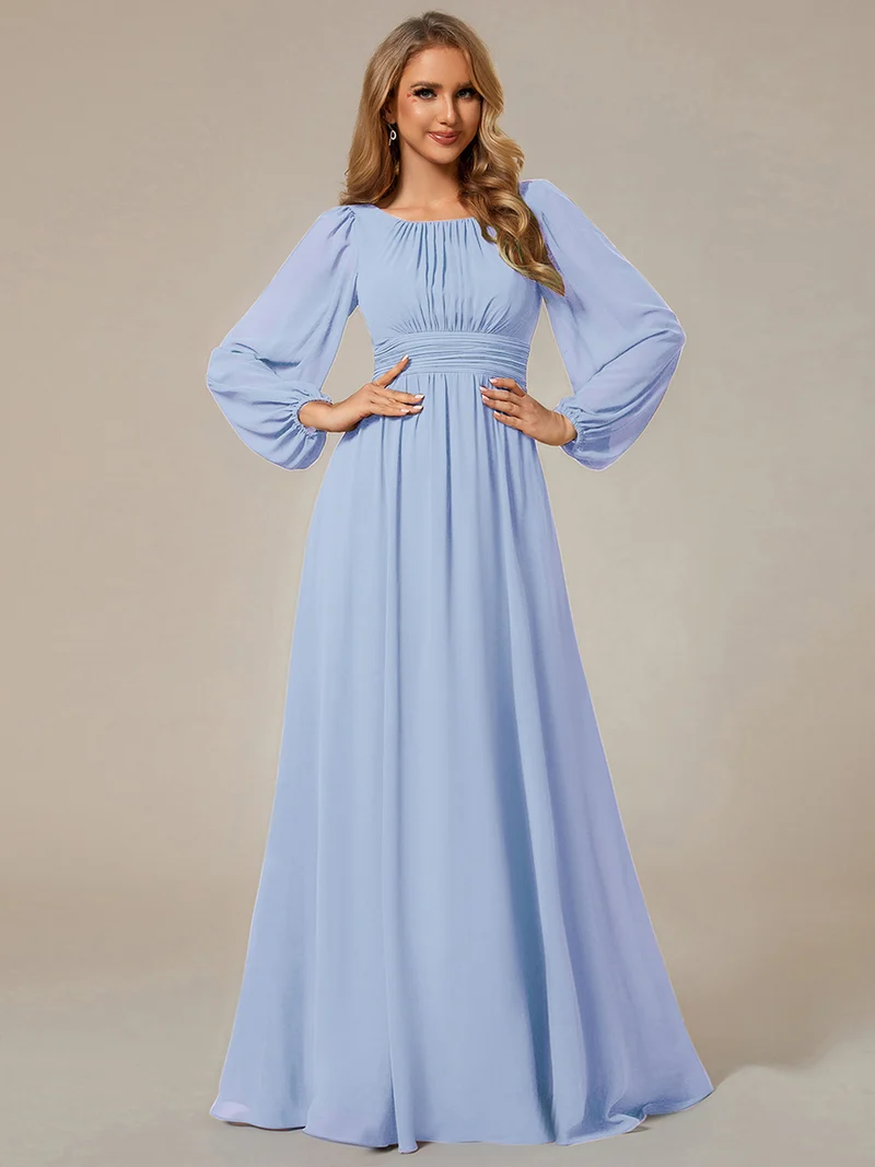 ever CELESTE|Robe demoiselle d'honneur en mousseline à taille haute Manches bouffantes