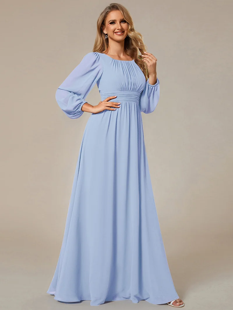 ever CELESTE|Robe demoiselle d'honneur en mousseline à taille haute Manches bouffantes