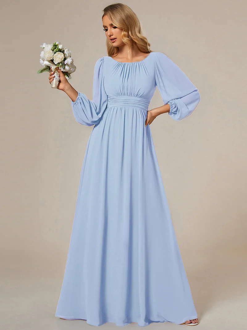 ever CELESTE|Robe demoiselle d'honneur en mousseline à taille haute Manches bouffantes