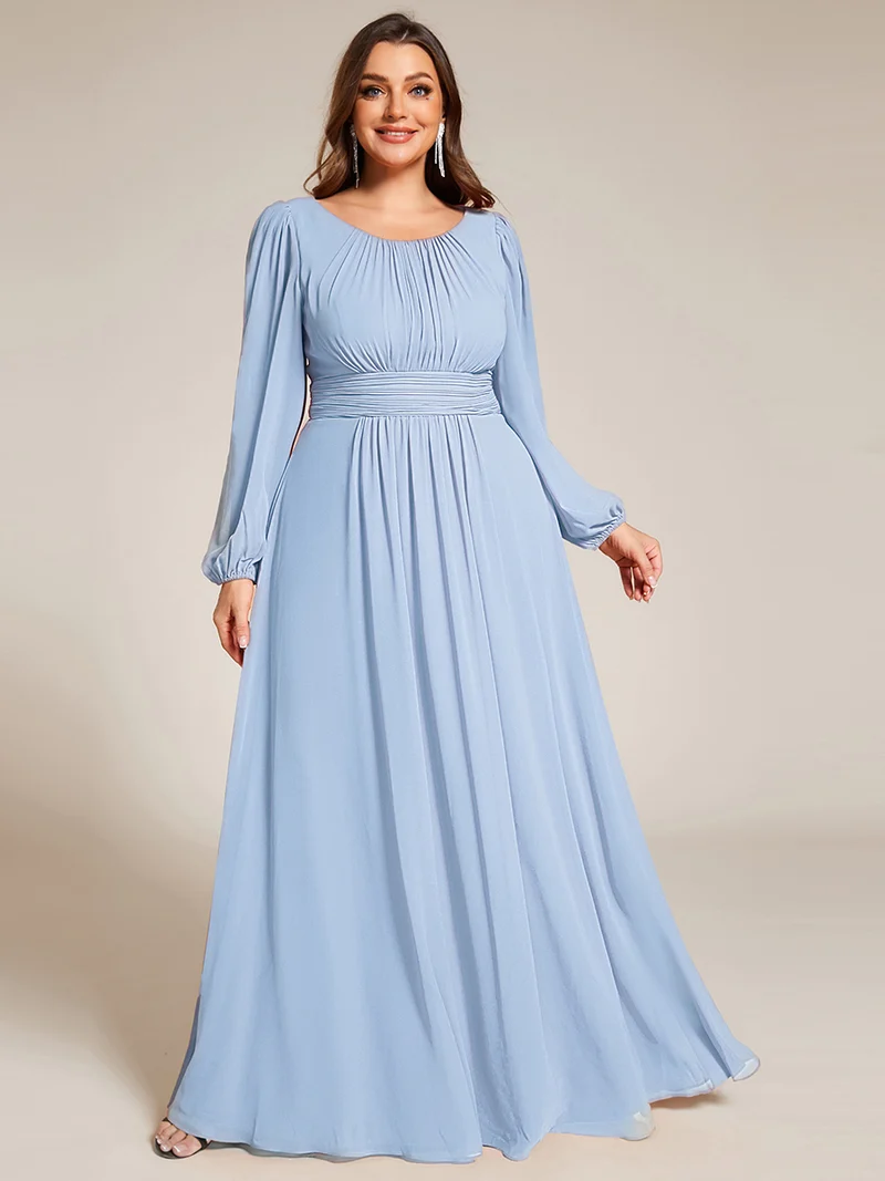 ever CELESTE|Robe demoiselle d'honneur en mousseline à taille haute Manches bouffantes