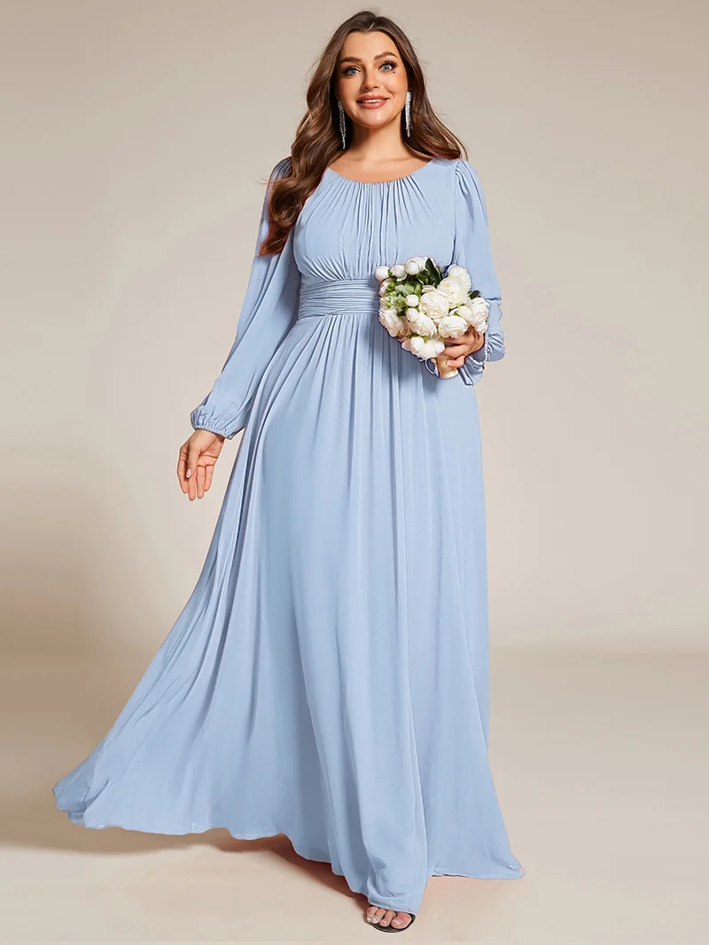 ever CELESTE|Robe demoiselle d'honneur en mousseline à taille haute Manches bouffantes