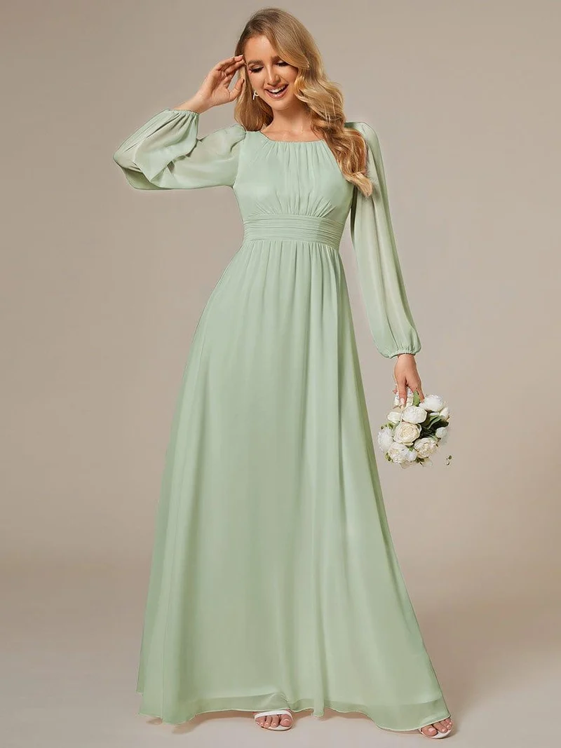 ever CELESTE|Robe demoiselle d'honneur en mousseline à taille haute Manches bouffantes