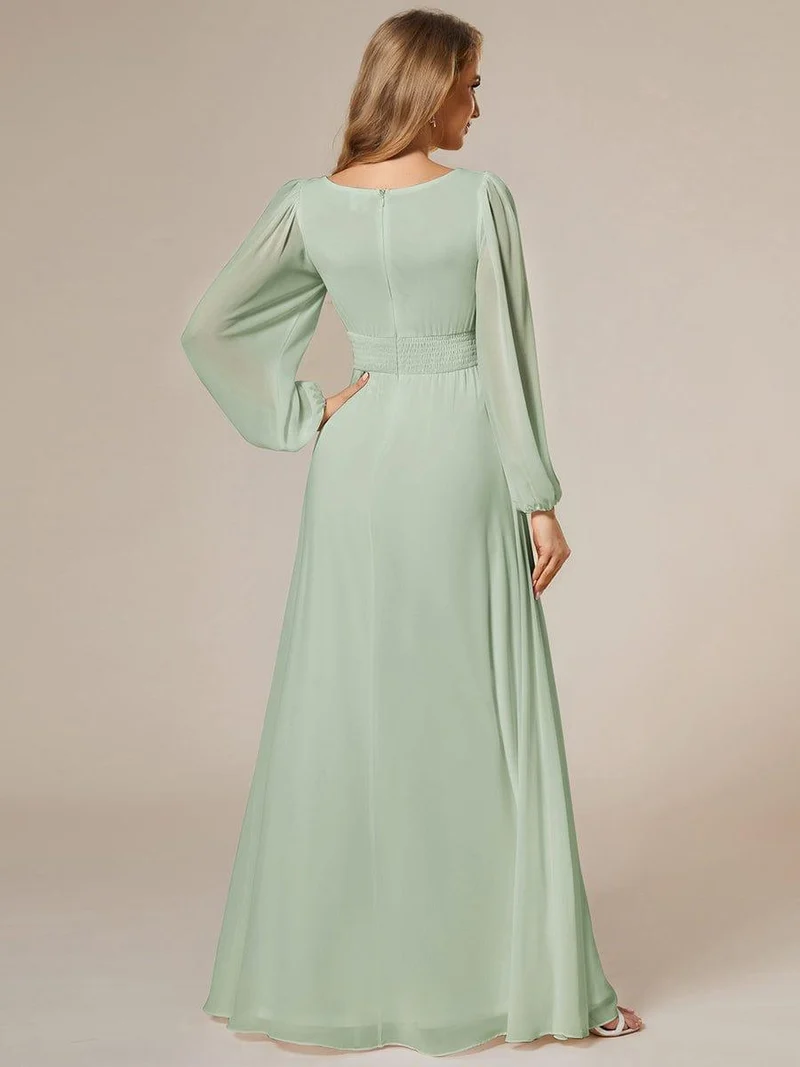 ever CELESTE|Robe demoiselle d'honneur en mousseline à taille haute Manches bouffantes