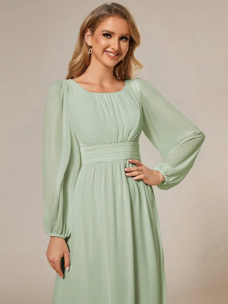 ever CELESTE|Robe demoiselle d'honneur en mousseline à taille haute Manches bouffantes