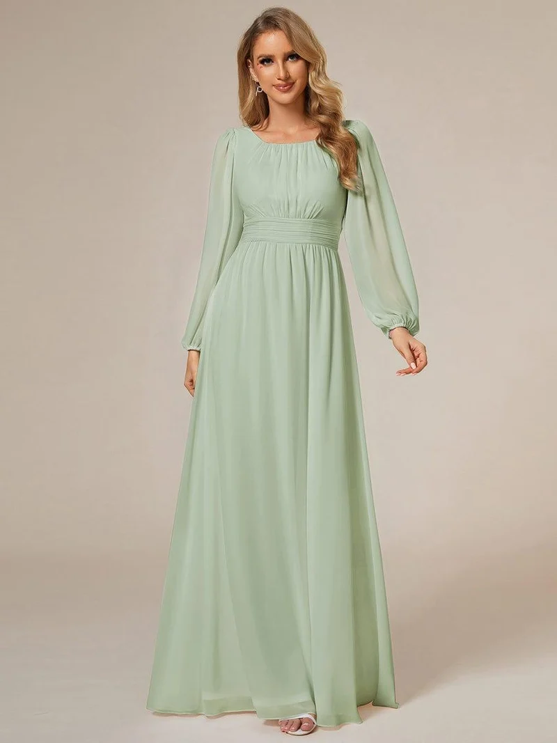 ever CELESTE|Robe demoiselle d'honneur en mousseline à taille haute Manches bouffantes