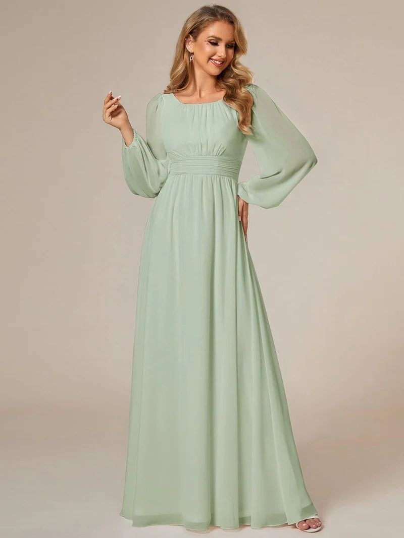 ever CELESTE|Robe demoiselle d'honneur en mousseline à taille haute Manches bouffantes