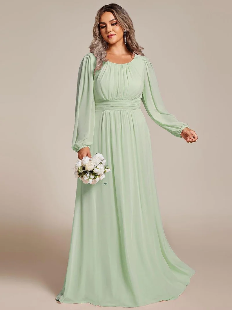 ever CELESTE|Robe demoiselle d'honneur en mousseline à taille haute Manches bouffantes