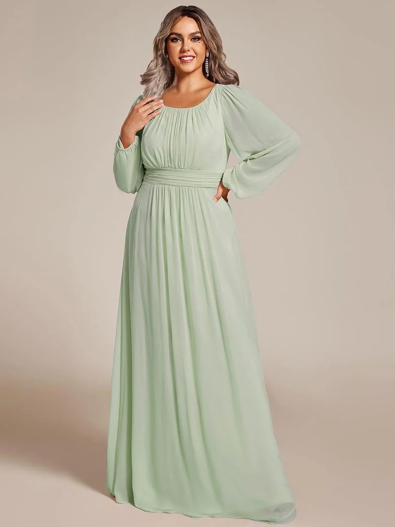 ever CELESTE|Robe demoiselle d'honneur en mousseline à taille haute Manches bouffantes