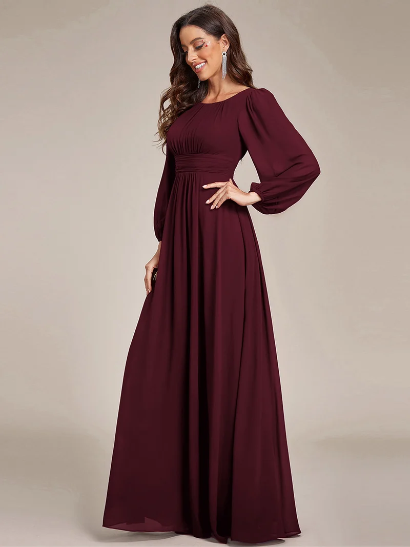 ever CELESTE|Robe demoiselle d'honneur en mousseline à taille haute Manches bouffantes