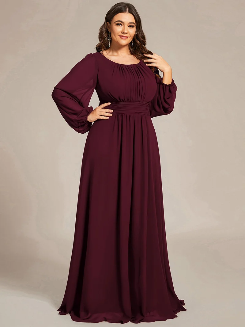 ever CELESTE|Robe demoiselle d'honneur en mousseline à taille haute Manches bouffantes